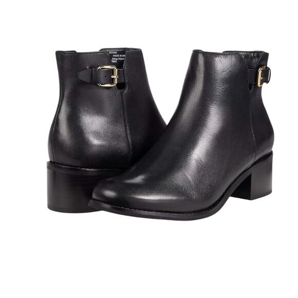 COLE HAAN Haidyn Black Leather Bootie sz 8 1/2 NEW - Picture 1 of 10